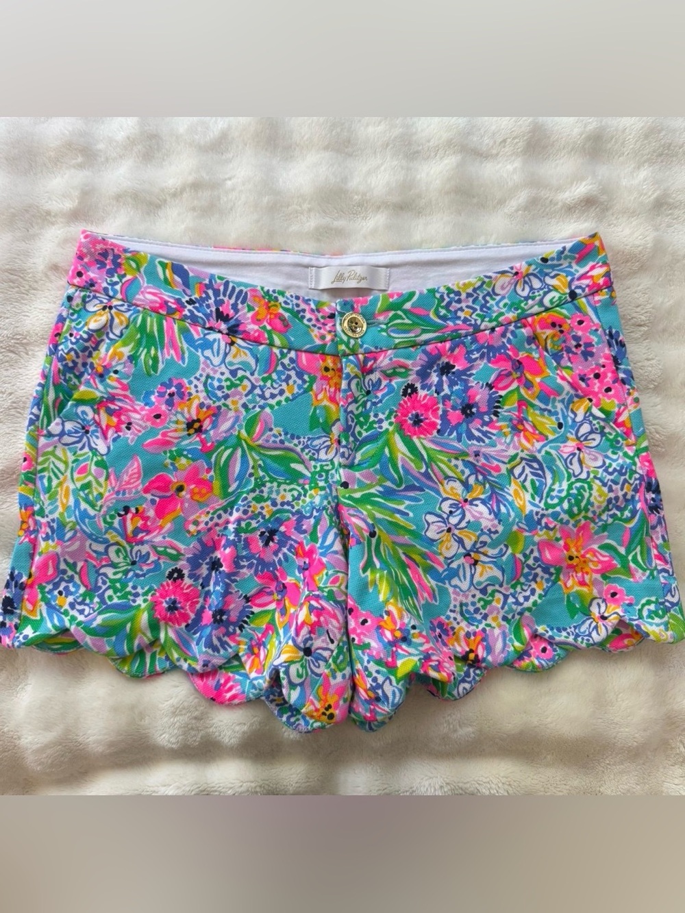 NWOT Lilly Pulitzer Amalfi Blue Alligator Isle Buttercup Knit Shorts Size 4